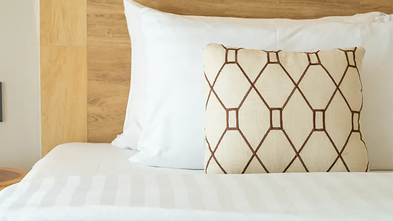An image of two pillows on a bed