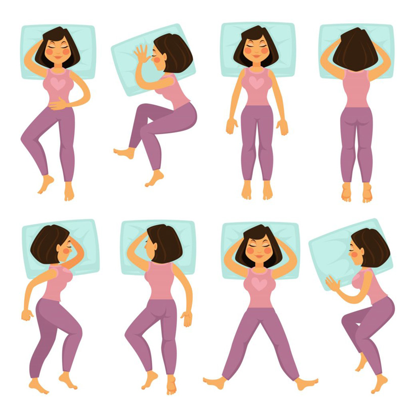 different sleeping positions illustrated