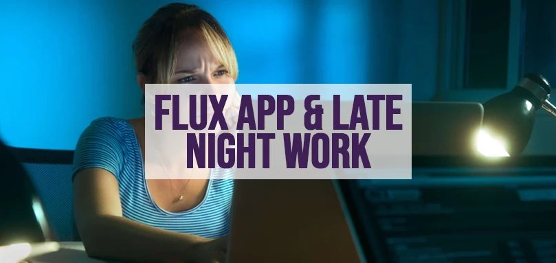 an image of a woman working at late night at computer
