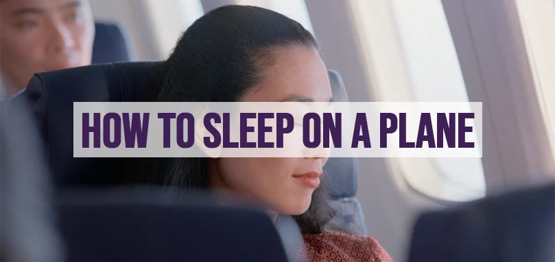 an image of woman trying to sleep on a plane