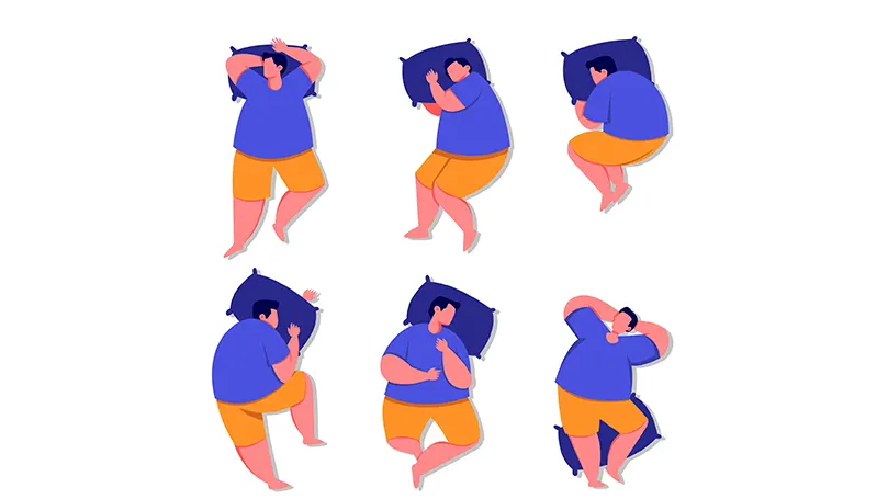 A heavy person in Different sleeping positions