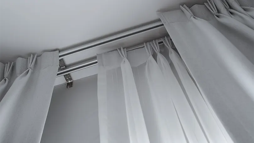 An image of two layers of blackout curtains.
