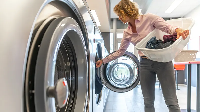 using a large commercial washing machine