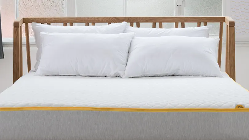 eve snuggle pillows on an eve mattress