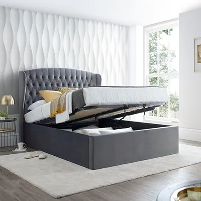 Product image of Warwick Grey Velvet Ottoman Bed