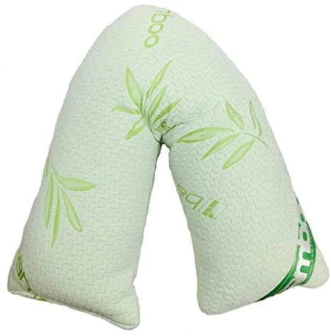 a product image of e4emporium bamboo memory foam v shaped pillow