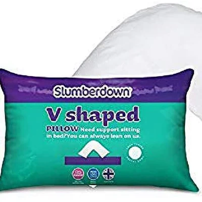 a product image of slumberdown v shaped pillow