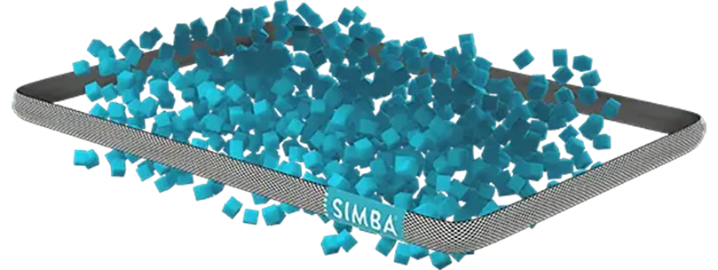 an illustration the structure of simba hybrid pillow with stratos technology