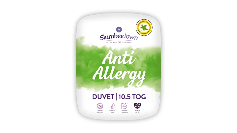 an image of slumberdown anti allergy duvet package