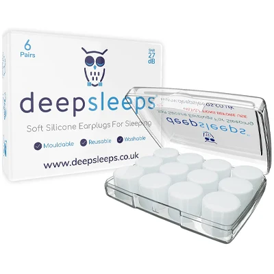 a product image of deep sleeps silicone earplugs