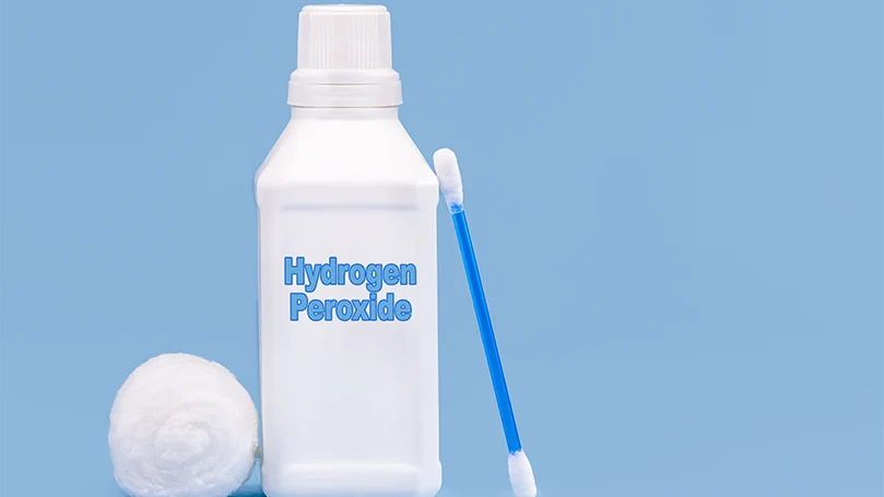 a plastic container with hydrogen peroxide