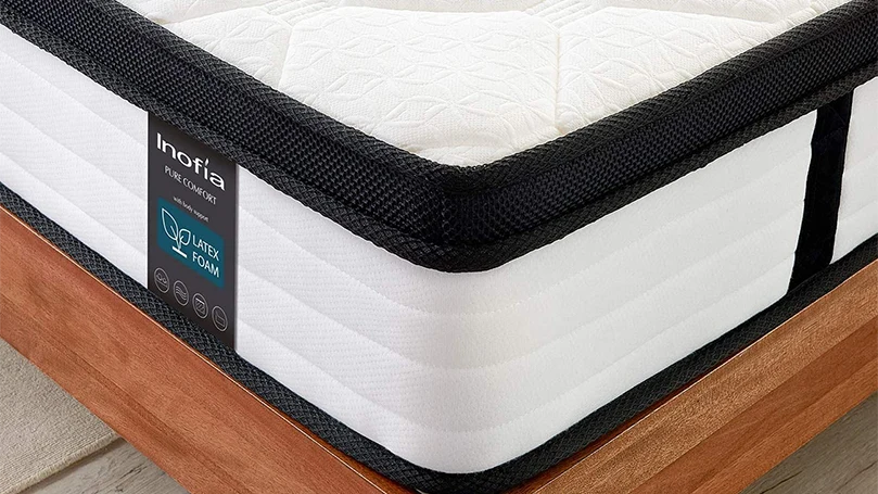 an image of an image of corner of inofia latex memory foam mattress