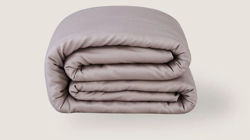 An image of a folded Mela Chill Eucalyptus Weighted Blanket