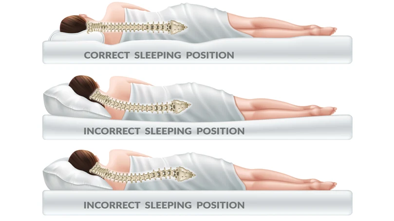 An illustration that depicts a correct spine placement for a sleeping position