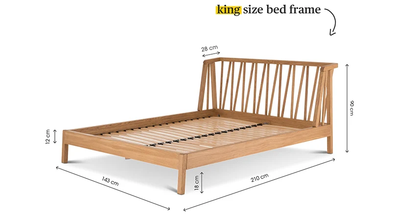 an image of eve spindle bed frame dimensions