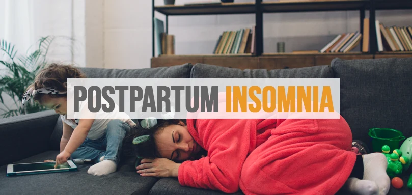 a featured image of postpartum insomnia