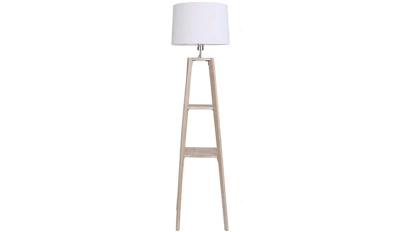 an image of Dunelm Beaumont Plant Stand Natural Wood Floor Lamp