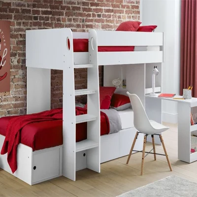 Small product image of Happy Beds Eclipse White Wooden Storage Bunk Bed