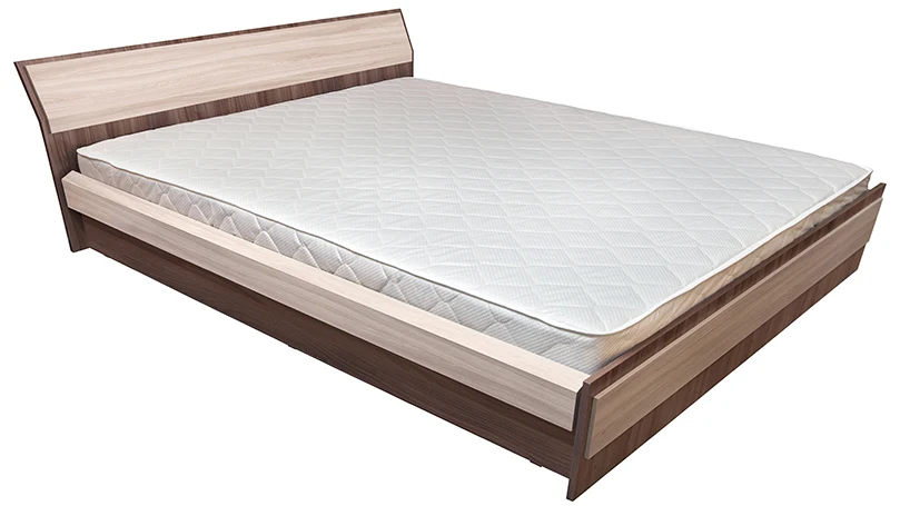 An image of a box spring bed with a mattress.