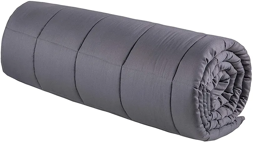 An image of Agobi weighted blanket rolled.
