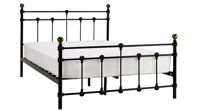 An image of Atlas Cream metal panel bed frame.