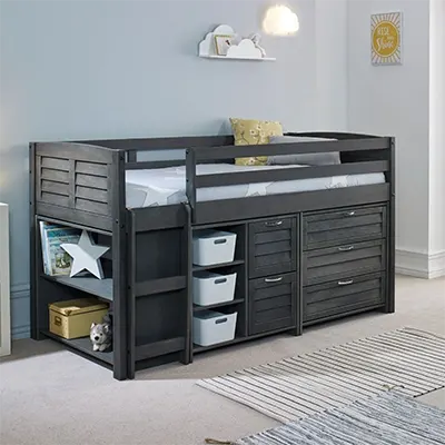 Product image of Happy Beds Cosy Grey Wooden Mid Sleeper Storage Bed.