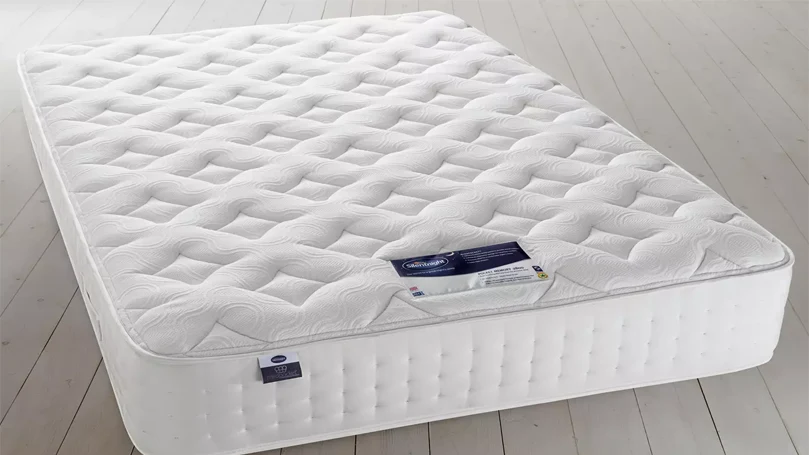 An image of Silentnight 2800 Pocket Memory King Size mattress on a floor.
