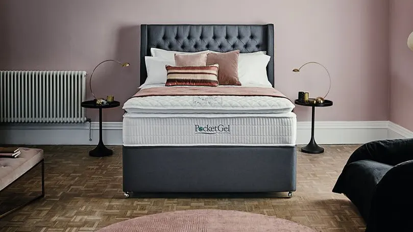 An image of the Sleepeezee Pocketgel Poise 3200 mattress in a bedroom