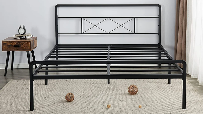 An image of a metal platform bed.