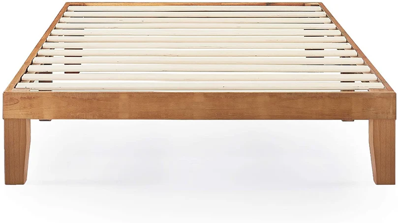 An image of a slatted platform bed .