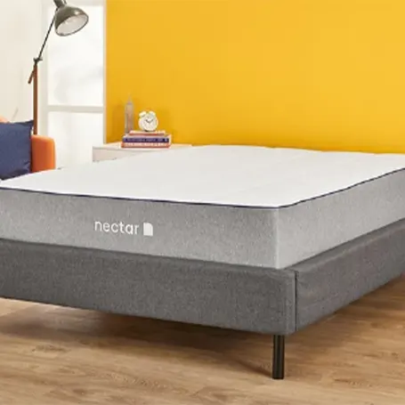 bright bedroom platform bed with nectar mattress