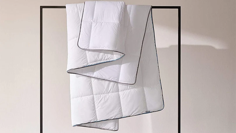 Simba hybrid duvet hanging on a metal frame