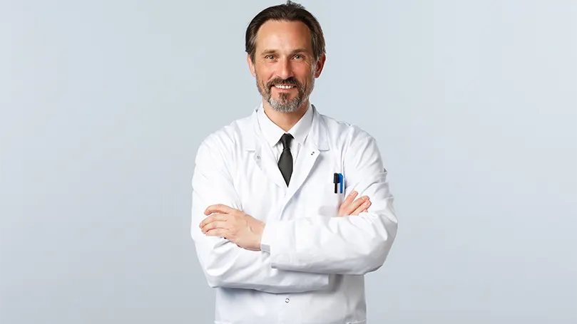 An image of a doctor in a white coat.