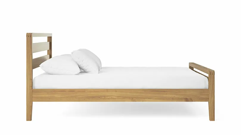 An image of hip hop wooden bed frame side view.