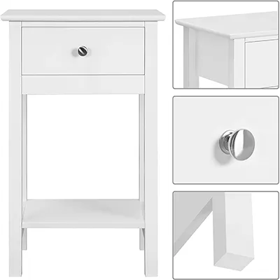 Product image of Yaheetech White Bedside Table.