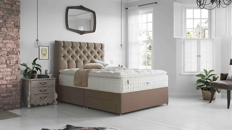 An image of Relyon Luxury Silk 2850 Pillow Top mattress in bedroom.