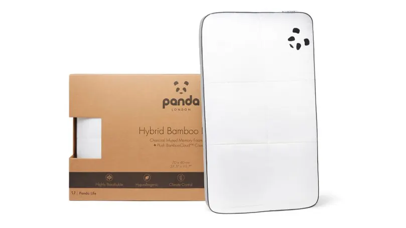 An image of panda hybrid bamboo pillow with a package.
