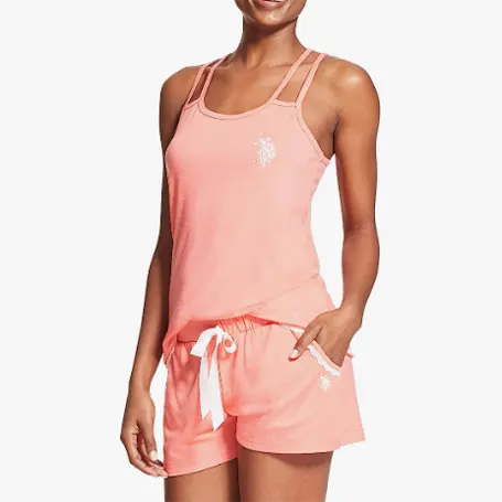 a product image of Essentials Womens Pajama Racerback Tank and Pocket Shorts Sleepwear Set