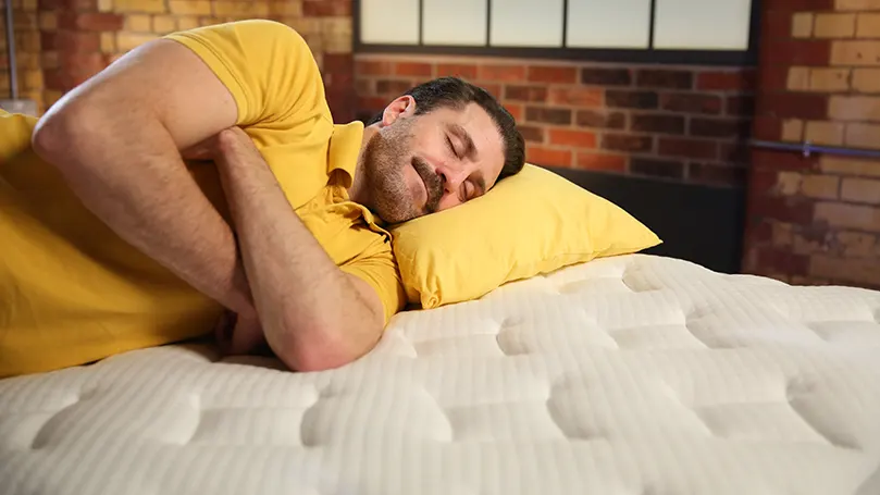 our reviewer sleeping on the Silentnight Miracoil Memory mattress