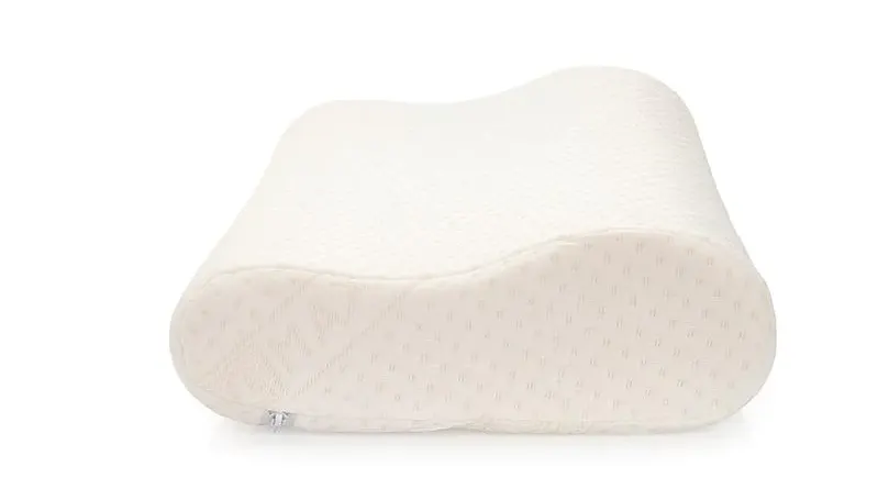 Coolmax-Contour-Memory-Foam-pillow-from-side-on-white-background