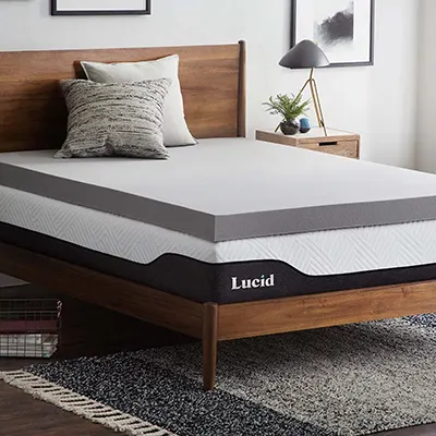 Product image of Lucid 10cm Bamboo Charcoal memory foam mattress topper.