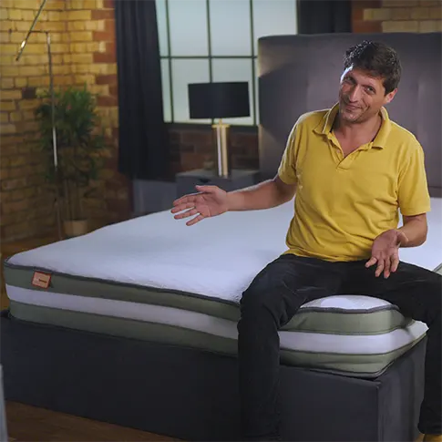 Adam reviewing the Just Breathe Eco Comfort hybrid mattress by Silentnight