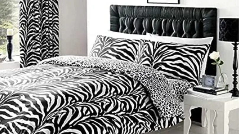 An image of zebra print bedding.