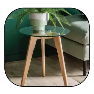 A product image of Brea Round Side Table Glass by Dunelm.