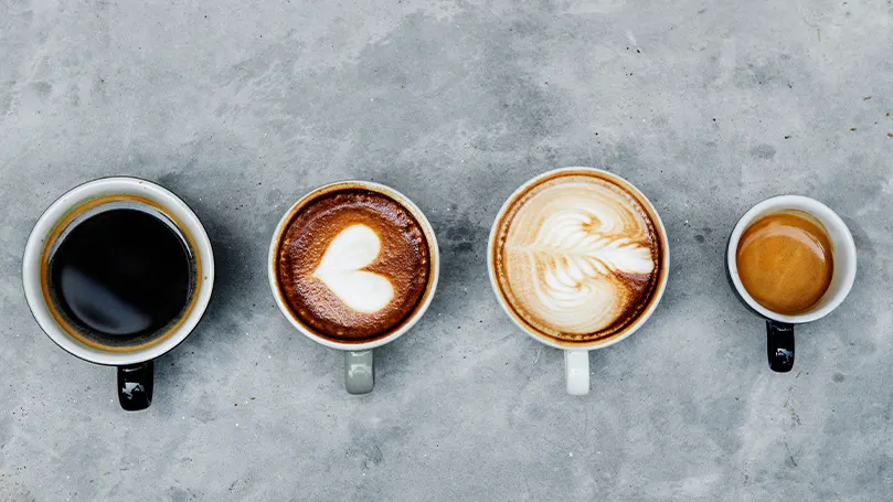 An image of four different cups of coffee
