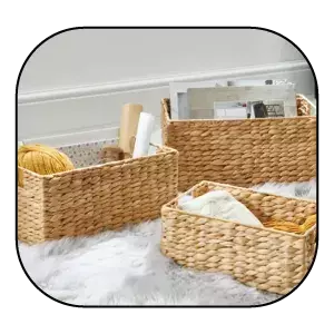 product image of Water Hyacinth Set of 3 Small Baskets by Dunelm.