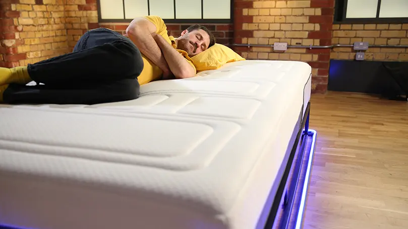 Our reviewer sleeping on the OTTY Pure Plus mattress