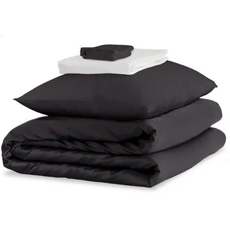 a product image ofCharcoal and Brilliant White Silk Duvet Set