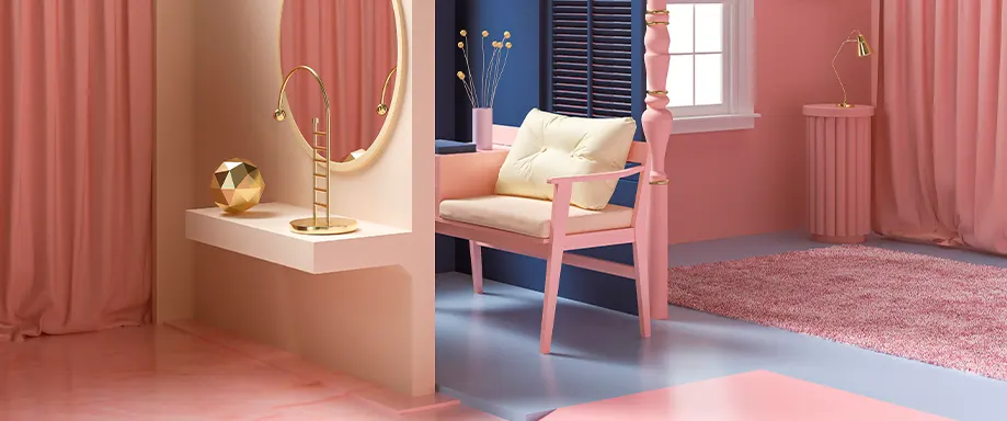 A pink bedroom.
