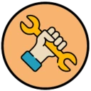 An icon depicting a hand holding a wrench
